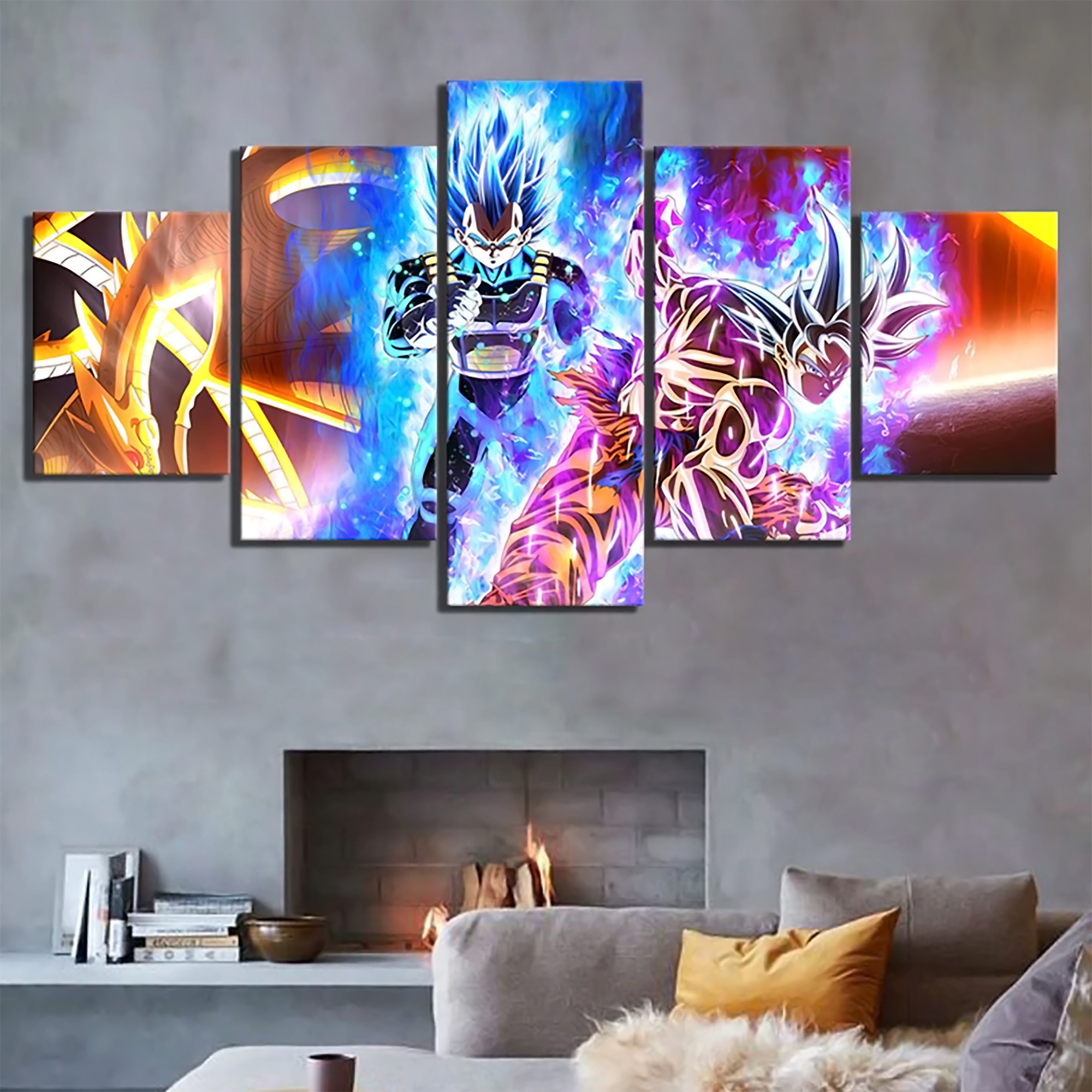 Dragon Ball - 5 Pieces Wall Art - Goku - Vegeta - Super Saiyan Blue ...