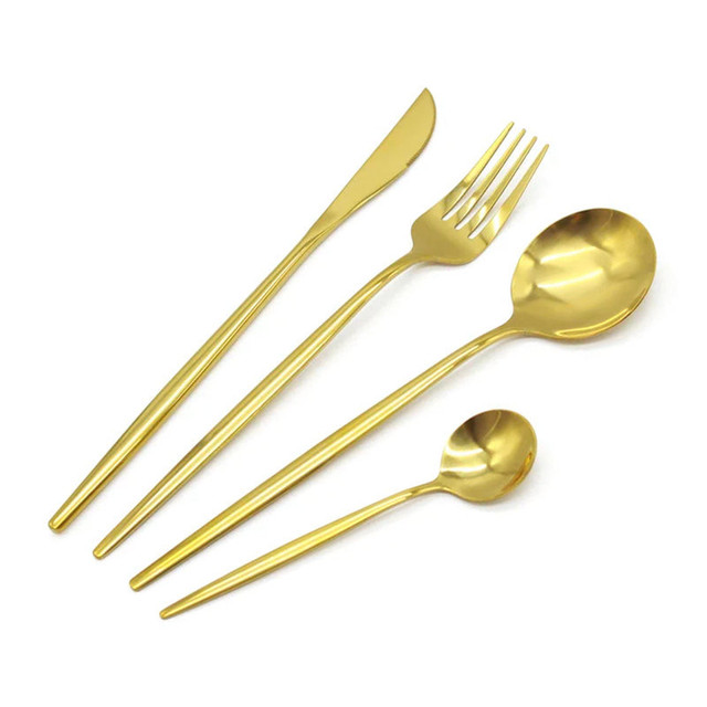 Luxury Gold 24 pieces Cutlery Set - Knife Fork Spoon Set - NrskButikk