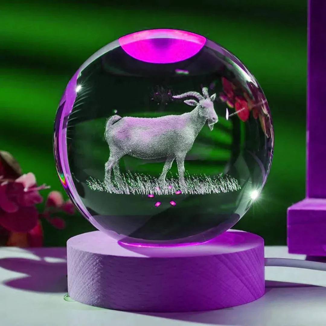 1 Pc Gentle Goat Crystal Ball Night Light - Gift Farm House