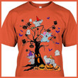 Elephants halloween tree ghost witch pumpkin for lovers tshirt