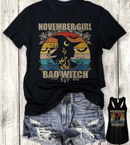 November Girl Bad Witch Halloween Retro t-shirt hoodie sweater