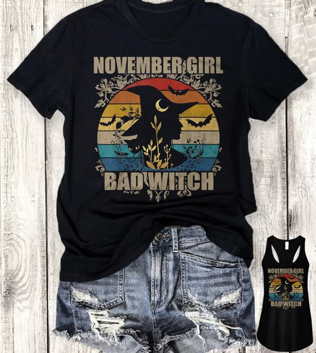 November Girl Bad Witch Halloween Retro