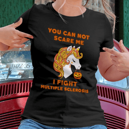 You Cant Scare Me I Fight Multiple Sclerosis Brave Horse Pumpkin Halloween T Shir