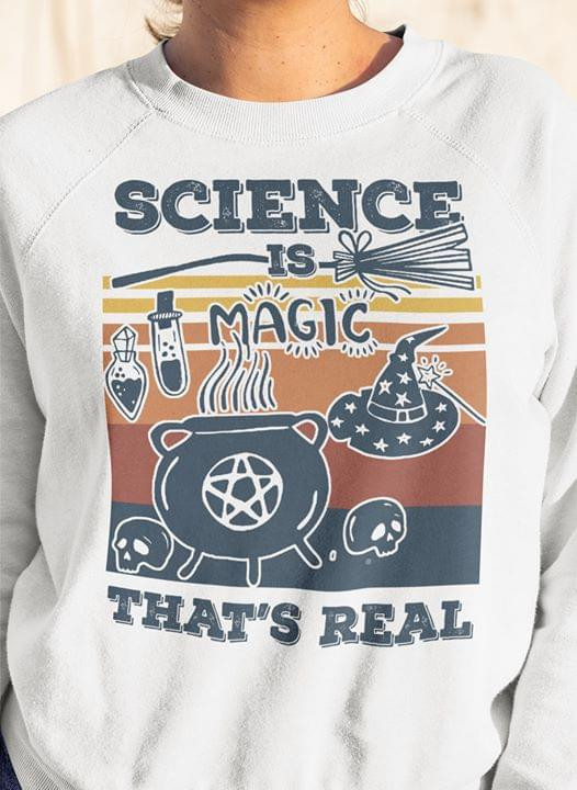Science is magic that's real halloween cauldron witch hat retro for lovers