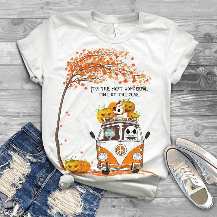 Jack skellington it's the most womderful time of the year fall peace car maple leaf halloween for fan