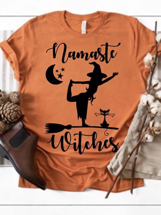 Namaste witches broom cat halloween lovers