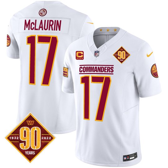 Men's Washington Commanders 90th Anniversary Patch Vapor Limited Jersey - All Stitched
