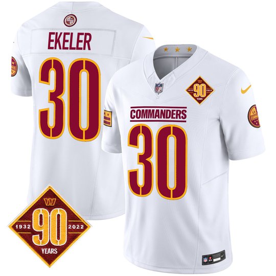 Men's Washington Commanders 90th Anniversary Patch Vapor Limited Jersey - All Stitched