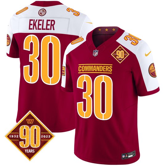 Men's Washington Commanders 90th Anniversary Patch Vapor Limited Jersey - All Stitched
