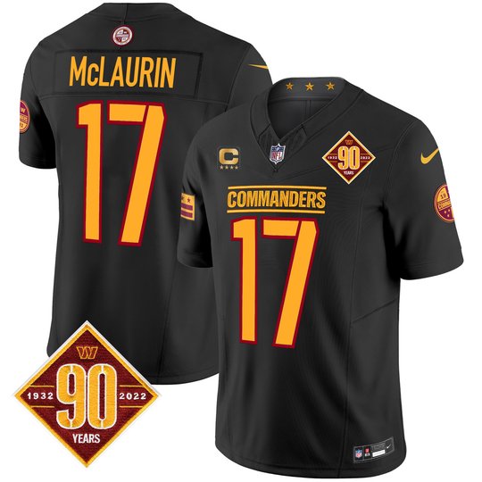 Men's Washington Commanders 90th Anniversary Patch Vapor Limited Jersey - All Stitched