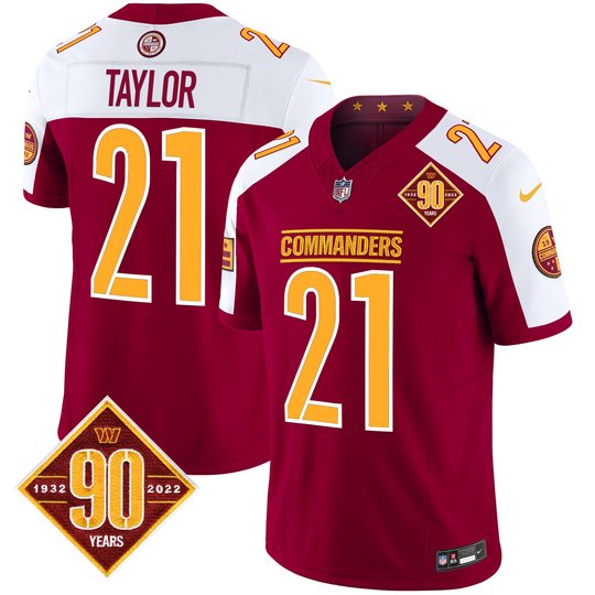 Men's Washington Commanders 90th Anniversary Patch Vapor Limited Jersey - All Stitched