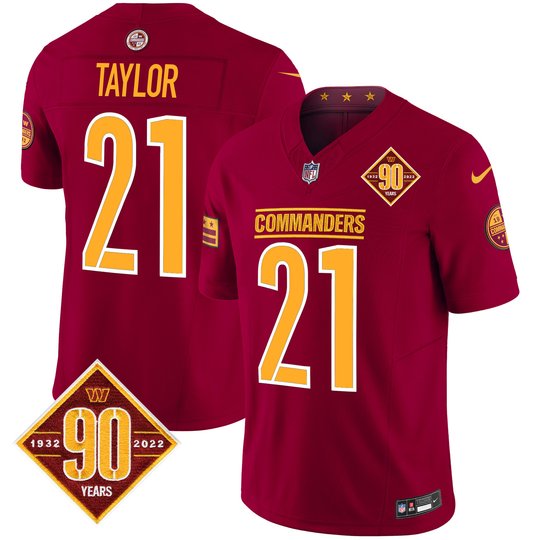 Men's Washington Commanders 90th Anniversary Patch Vapor Limited Jersey - All Stitched