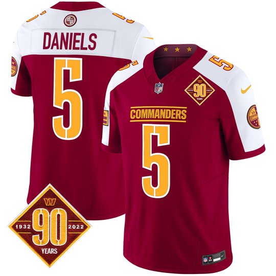 Men's Washington Commanders 90th Anniversary Patch Vapor Limited Jersey - All Stitched
