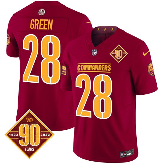 Men's Washington Commanders 90th Anniversary Patch Vapor Limited Jersey - All Stitched