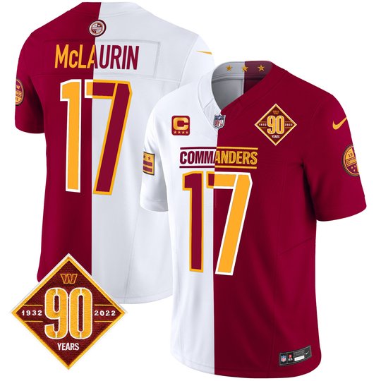 Men's Washington Commanders 90th Anniversary Patch Vapor Limited Jersey - All Stitched
