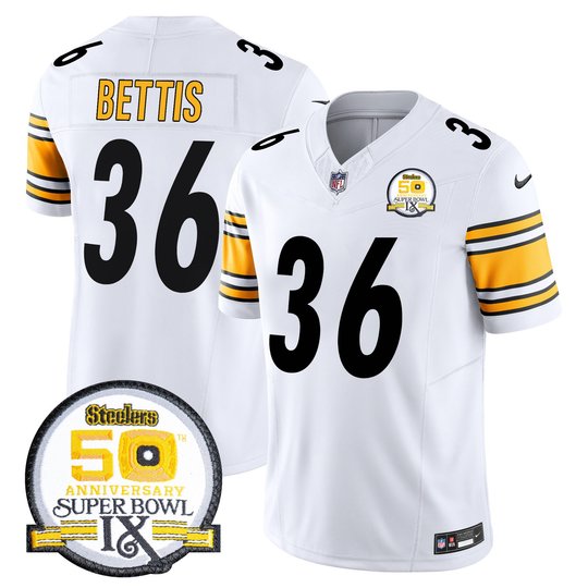 Men's Steelers 50th Anniversary of Super Bowl IX Patch Vapor Limited Jersey - All Stitched