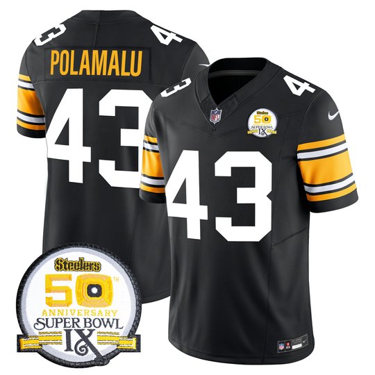 Men's Steelers 50th Anniversary of Super Bowl IX Patch Vapor Limited Jersey - All Stitched
