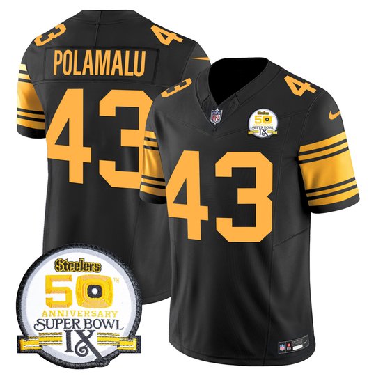 Men's Steelers 50th Anniversary of Super Bowl IX Patch Vapor Limited Jersey - All Stitched
