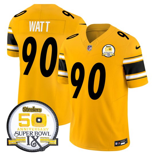Men's Steelers 50th Anniversary Of Super Bowl IX Patch Vapor Limited Jersey - All Stitched