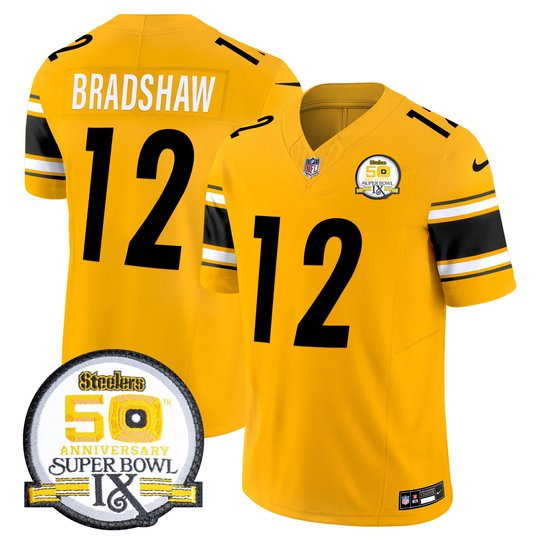 Men's Steelers 50th Anniversary Of Super Bowl IX Patch Vapor Limited Jersey - All Stitched