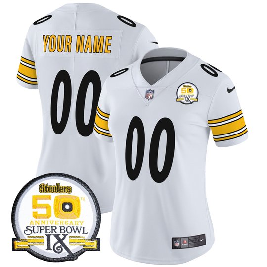 Steelers 50th Anniversary Of Super Bowl IX Patch Vapor Limited Custom Jersey - All Stitched