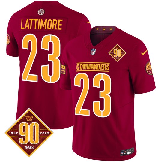 Men's Washington Commanders 90th Anniversary Patch Vapor Limited Jersey - All Stitched