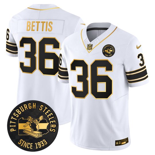Men's Pittsburgh Steelers Throwback 1933 Patch Gold Vapor Limited Jersey - All Stitched