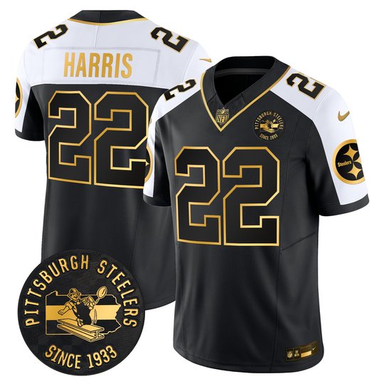 Men's Pittsburgh Steelers Throwback 1933 Patch Gold Vapor Limited Jersey - All Stitched