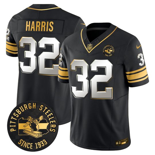 Men's Pittsburgh Steelers Throwback 1933 Patch Gold Vapor Limited Jersey - All Stitched