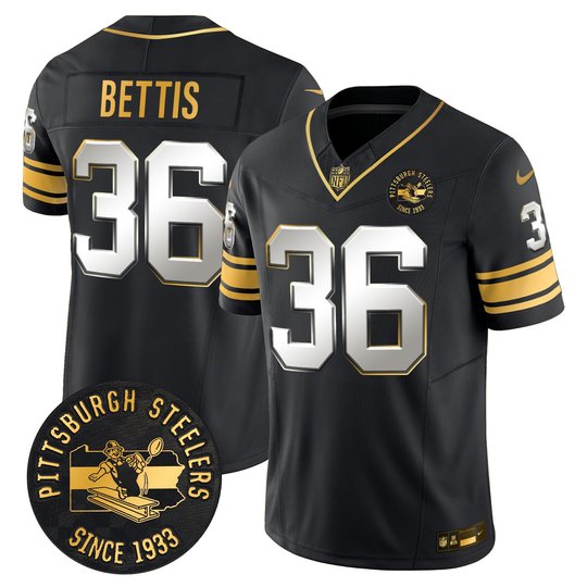 Men's Pittsburgh Steelers Throwback 1933 Patch Gold Vapor Limited Jersey - All Stitched