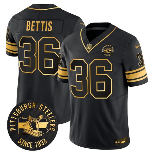 Men's Pittsburgh Steelers Throwback 1933 Patch Gold Vapor Limited Jersey - All Stitched