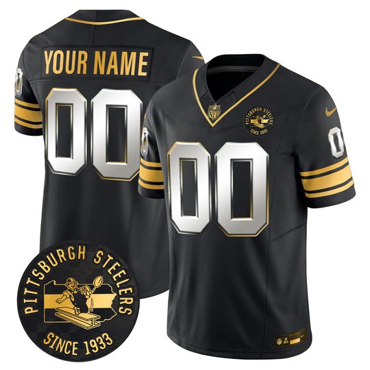 Pittsburgh Steelers Throwback 1933 Patch Gold Vapor Limited Custom Jersey - All Stitched