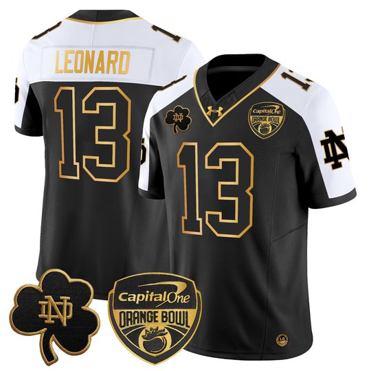 Men's Notre Dame Fighting Irish 2024 Orange Bowl Gold Patch Vapor Limited Jersey - All Stitched