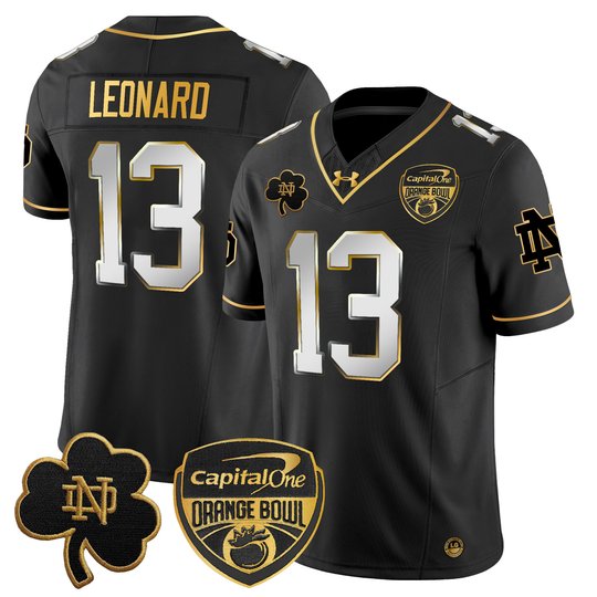 Men's Notre Dame Fighting Irish 2024 Orange Bowl Gold Patch Vapor Limited Jersey - All Stitched