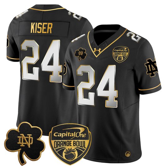 Men's Notre Dame Fighting Irish 2024 Orange Bowl Gold Patch Vapor Limited Jersey - All Stitched