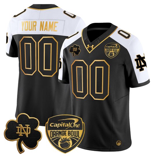 Notre Dame Fighting Irish 2024 Orange Bowl Gold Patch Vapor Limited Custom Jersey - All Stitched