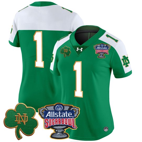 Women's Notre Dame Fighting Irish 2024 Sugar Bowl Patch Vapor Limited Jersey V2 - All Stitched