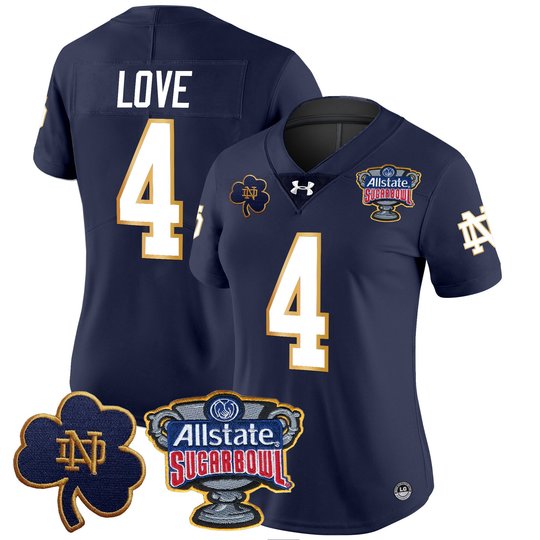 Women's Notre Dame Fighting Irish 2024 Sugar Bowl Patch Vapor Limited Jersey V2 - All Stitched