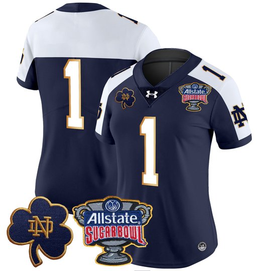 Women's Notre Dame Fighting Irish 2024 Sugar Bowl Patch Vapor Limited Jersey V2 - All Stitched