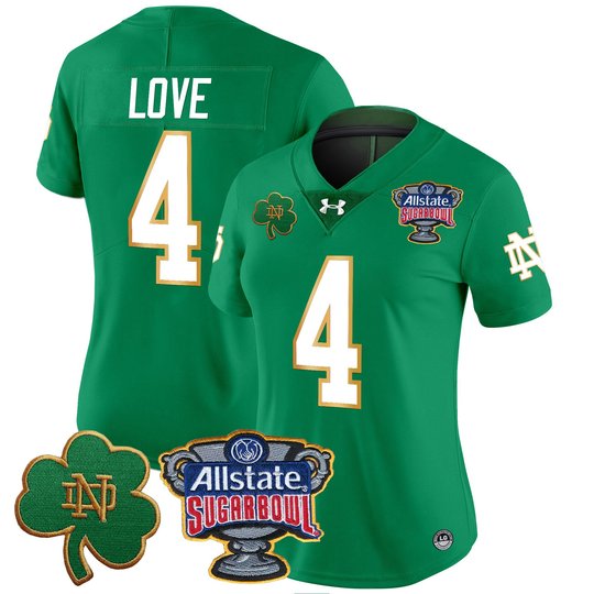 Women's Notre Dame Fighting Irish 2024 Sugar Bowl Patch Vapor Limited Jersey V2 - All Stitched