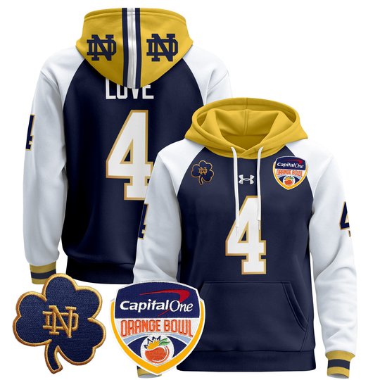 Men's Notre Dame Fighting Irish Orange Bowl Patch Pullover Hoodie - All Stitched