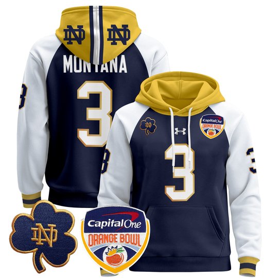 Men's Notre Dame Fighting Irish Orange Bowl Patch Pullover Hoodie - All Stitched