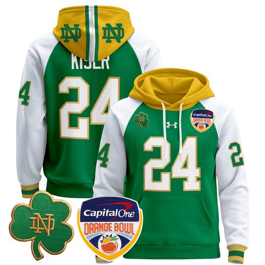 Men's Notre Dame Fighting Irish Orange Bowl Patch Pullover Hoodie - All Stitched