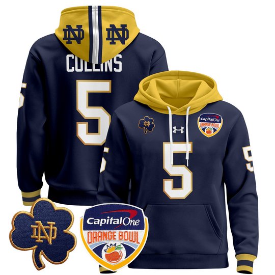 Men's Notre Dame Fighting Irish Orange Bowl Patch Pullover Hoodie - All Stitched