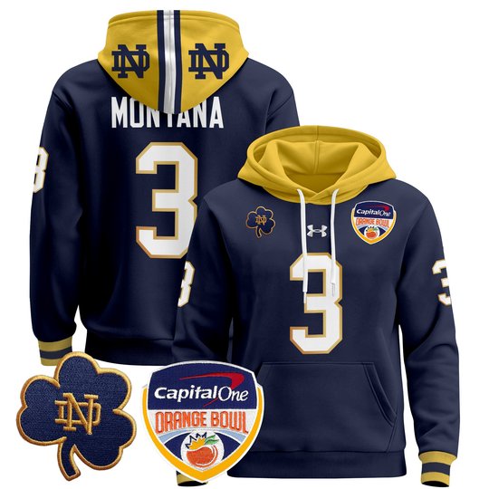 Men's Notre Dame Fighting Irish Orange Bowl Patch Pullover Hoodie - All Stitched