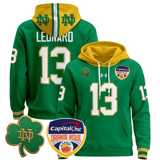 Men's Notre Dame Fighting Irish Orange Bowl Patch Pullover Hoodie - All Stitched