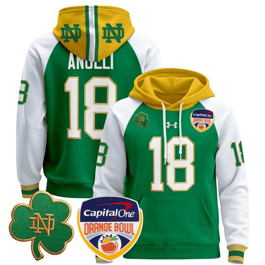 Men's Notre Dame Fighting Irish Orange Bowl Patch Pullover Hoodie - All Stitched