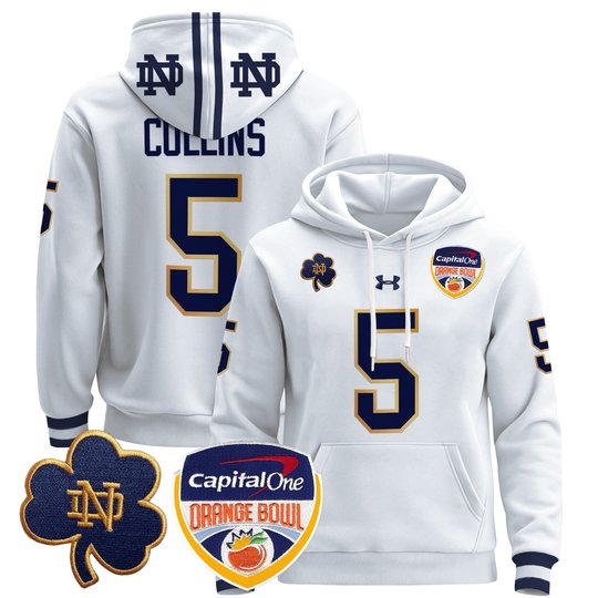 Men's Notre Dame Fighting Irish Orange Bowl Patch Pullover Hoodie - All Stitched