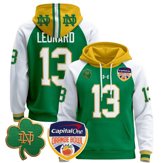 Men's Notre Dame Fighting Irish Orange Bowl Patch Pullover Hoodie - All Stitched