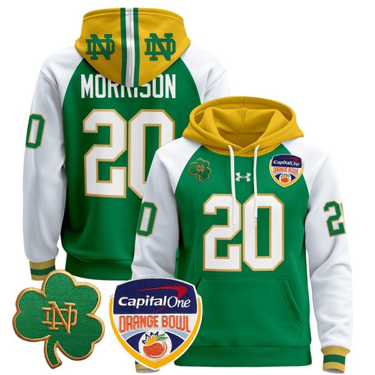 Men's Notre Dame Fighting Irish Orange Bowl Patch Pullover Hoodie - All Stitched